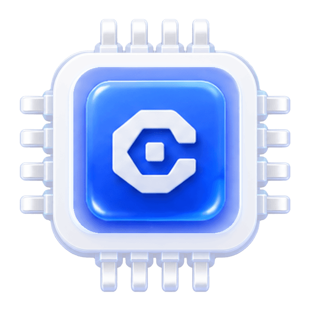 The Cashless AI core, drawn as a processor with the company mark on it